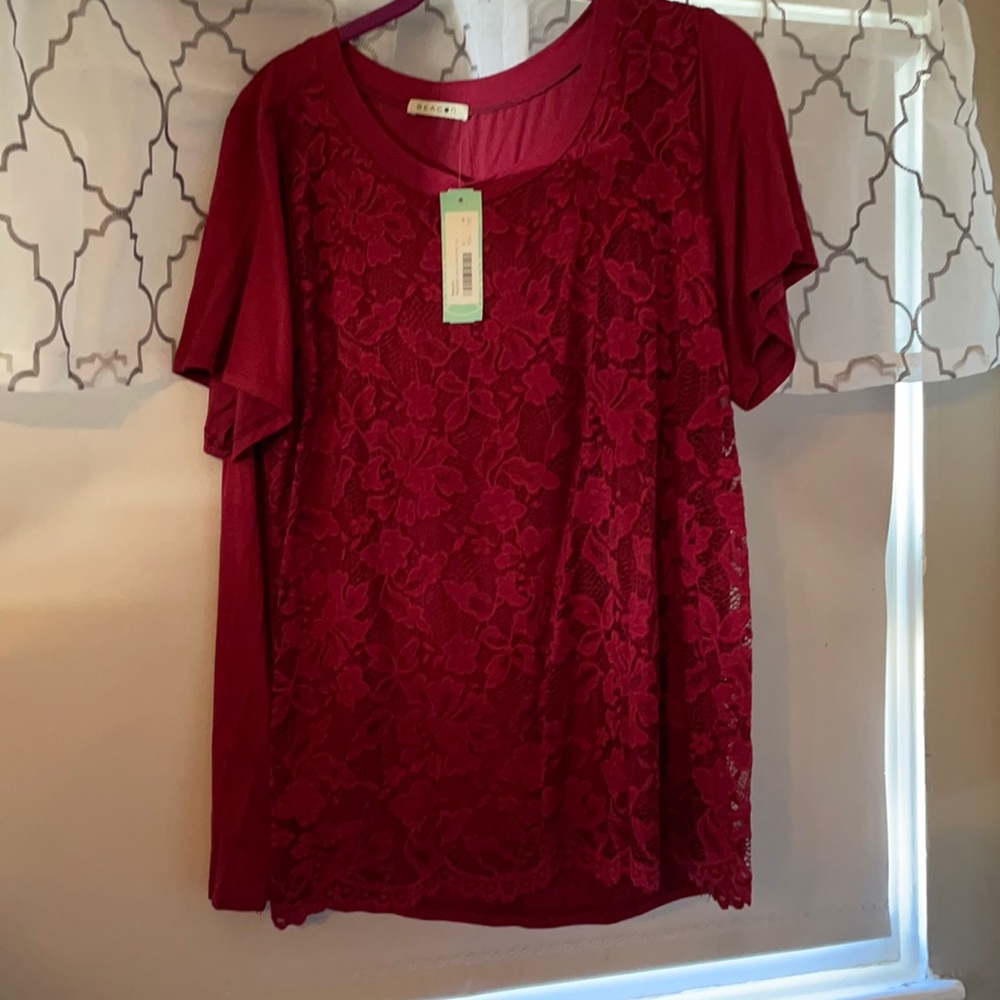 Red lace shirt